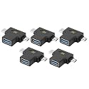MX USB Type-C Male Adapter (Black) Compatible with All C Type Supported Mobile Smartphone Laptop and Other Devices (USB-C Male + Micro USB Male + USB A Female, Pack of 5)