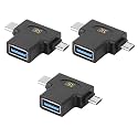 MX USB Type-C Male Adapter (Black) Compatible with All C Type Supported Mobile Smartphone Laptop and Other Devices (USB-C Male + Micro USB Male + USB A Female, Pack of 3)