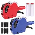 MX5500 Price Tag Gun, 2 Packs Pricing Guns with 11,000 Labels & 8 Refill Rollers, 8 Digits Label Maker Pricing Label Gun Kit, Red Numerical Tag Gun for Grocery Retail Store & Office