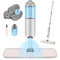 MXBEAUTY Microfiber Mop with 350 ML Atomizer, Wet and Dry Cleaning Mop, 360° Rotating Head, with 3 Washable Pads and 1 Scraper, for Tile Floor, Glass, Marble
