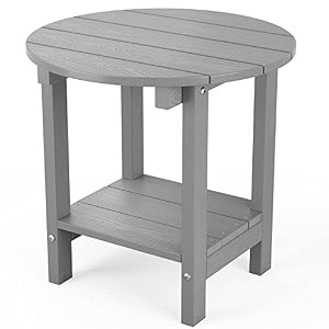 mximu outdoor side table adirondack table 18 inch round 2-tier grey