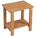 MXIMU Outdoor Side Table, Adirondack Table, Weather Resistant 2-Tier, Teak