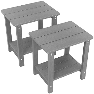 mximu outdoor side table set of 2 adirondack table 2-tier grey