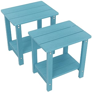mximu outdoor side table set of 2 adirondack table 2-tier blue