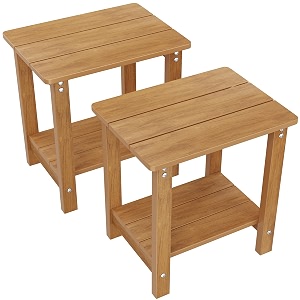 mximu outdoor side table set of 2 adirondack table 2-tier teak