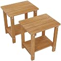 MXIMU Outdoor Side Table Set of 2, Adirondack Table, 2-Tier, Teak