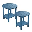 MXIMU Outdoor Side Table Set of 2, Adirondack Table, 18 Inch, Round, Navy