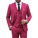 MY'S Men's 3 Piece Suit Set with Tie, One Button Slim Fit Solid Jacket Vest Pants, Prom Party Wedding Business Suits for Men