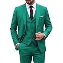 MY'S Men's 3 Piece Suit Set with Tie, One Button Slim Fit Solid Jacket Vest Pants, Prom Party Wedding Business Suits for Men