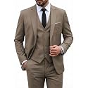 MY'S Men's 3 Piece Suit Set with Tie, One Button Slim Fit Solid Jacket Vest Pants, Prom Party Wedding Business Suits for Men