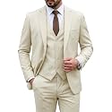MY'S Men's 3 Piece Suit Set with Tie, One Button Slim Fit Solid Jacket Vest Pants, Prom Party Wedding Business Suits for Men