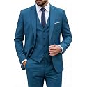 MY'S Men's 3 Piece Suit Set with Tie, One Button Slim Fit Solid Jacket Vest Pants, Prom Party Wedding Business Suits for Men