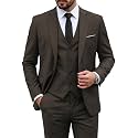 MY'S Men's 3 Piece Suit Set with Tie, One Button Slim Fit Solid Jacket Vest Pants, Prom Party Wedding Business Suits for Men