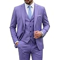 MY'S Men's 3 Piece Suit Set with Tie, One Button Slim Fit Solid Jacket Vest Pants, Prom Party Wedding Business Suits for Men