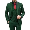 MY'S Men's 3 Piece Suit Set with Tie, One Button Slim Fit Solid Jacket Vest Pants, Prom Party Wedding Business Suits for Men