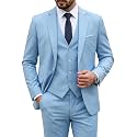MY'S Men's 3 Piece Suit Set with Tie, One Button Slim Fit Solid Jacket Vest Pants, Prom Party Wedding Business Suits for Men