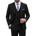 MY'S Men's 3 Piece Suit Set with Tie, One Button Slim Fit Solid Jacket Vest Pants, Prom Party Wedding Business Suits for Men