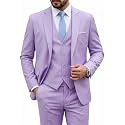 MY'S Men's 3 Piece Suit Set with Tie, One Button Slim Fit Solid Jacket Vest Pants, Prom Party Wedding Business Suits for Men