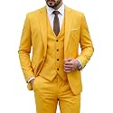 MY'S Men's 3 Piece Suit Set with Tie, One Button Slim Fit Solid Jacket Vest Pants, Prom Party Wedding Business Suits for Men