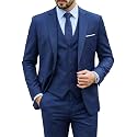 MY'S Men's 3 Piece Suit Set with Tie, One Button Slim Fit Solid Jacket Vest Pants, Prom Party Wedding Business Suits for Men