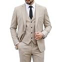 MY'S Men's 3 Piece Suit Set with Tie, One Button Slim Fit Solid Jacket Vest Pants, Prom Party Wedding Business Suits for Men