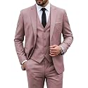 MY'S Men's 3 Piece Suit Set with Tie, One Button Slim Fit Solid Jacket Vest Pants, Prom Party Wedding Business Suits for Men