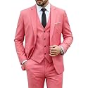 MY'S Men's 3 Piece Suit Set with Tie, One Button Slim Fit Solid Jacket Vest Pants, Prom Party Wedding Business Suits for Men