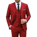 MY'S Men's 3 Piece Suit Set with Tie, One Button Slim Fit Solid Jacket Vest Pants, Prom Party Wedding Business Suits for Men