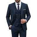 MY'S Men's 3 Piece Suit Set with Tie, One Button Slim Fit Solid Jacket Vest Pants, Prom Party Wedding Business Suits for Men