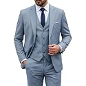 MY'S Men's 3 Piece Suit Set with Tie, One Button Slim Fit Solid Jacket Vest Pants, Prom Party Wedding Business Suits for Men