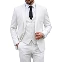 MY'S Men's 3 Piece Suit Set with Tie, One Button Slim Fit Solid Jacket Vest Pants, Prom Party Wedding Business Suits for Men