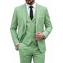 MY'S Men's 3 Piece Suit Set with Tie, One Button Slim Fit Solid Jacket Vest Pants, Prom Party Wedding Business Suits for Men