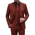 MY'S Men's 3 Piece Suit Set with Tie, One Button Slim Fit Solid Jacket Vest Pants, Prom Party Wedding Business Suits for Men