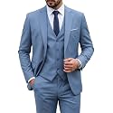 MY'S Men's 3 Piece Suit Set with Tie, One Button Slim Fit Solid Jacket Vest Pants, Prom Party Wedding Business Suits for Men