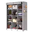 MY ARMOR 3-Door Foldable Wardrobe for Clothes, Wardrobe for Storage, Multipurpose Collapsible Fabric Wardrobe Organizer for Clothes, ABS Plastic, Fabric Cupboard - 12 Shelfes Cabinet Rack