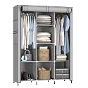 MY ARMOR 3-Door Foldable Wardrobe/Cabinet/Multipurpose Storage Rack, Collapsible Fabric Wardrobe Organizer for Clothes, Grey (Plastic,Fabric) - 8 Shelfes Design