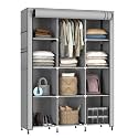 MY ARMOR 3-Door Foldable Wardrobe for Clothes, Wardrobe for Storage, Multipurpose Collapsible Fabric Wardrobe Organizer for Clothes, ABS Plastic, Fabric Cupboard - 10 Shelfes, 1 Hanger Cabinet Rack