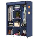 MY ARMOR 3-Door Foldable Wardrobe for Clothes, Wardrobe for Storage, Multipurpose Collapsible Fabric Wardrobe Organizer for Clothes, ABS Plastic, Fabric Cupboard - 8 Shelfes, 2 Hanger - Navy Blue