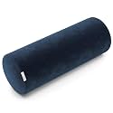MY ARMOR Memory Foam Orthopedic Medium Size Bolster Bed Pillows for Rest and Support, (Navy Blue Velvet Cover, 22" x 8" x 8")