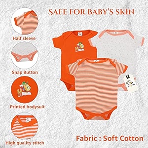 my baby town new born baby boy39s and baby girl39s soft cotton half sleeve bodysuits romper with 3 different pattren pack of 3 pcs