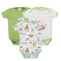 My Baby Town New Born Baby Boy's and Baby Girl's Soft Cotton Half Sleeve Bodysuits Romper with 3 Different Pattren Pack of 3 Pcs