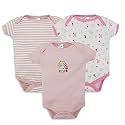 My Baby Town New Born Baby Boy's and Baby Girl's Soft Cotton Half Sleeve Bodysuits Romper with 3 Different Pattren Pack of 3 Pcs