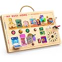 UdoUto My Busy Home Montessori Busy Board for Toddlers 1-3