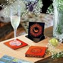 Coaster Set of 4 Beautiful Diwali Festive Tea Coasters with Stand Designer Quality for Tea Cups, Coffee Mugs and Glasses for Festivals, Gifting (Diya)