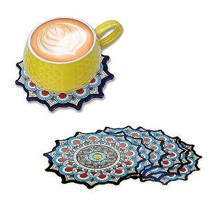 coaster set of 4 beautiful diwali festive tea coasters with stand designer quality for tea cups coffee mugs and glasses for festivals gifting diwali