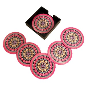 coaster set of 4 beautiful diwali festive tea coasters with stand designer quality for tea cups coffee mugs and glasses for festivals gifting diwali