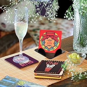 coaster beautiful acrylic tea coasters with stand designer quality coaster set for tea cups coffee mugs and glasses for festivals chai nukkad