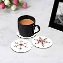 Coaster Set of 4 Beautiful Diwali Festive Tea Coasters with Stand Designer Quality for Tea Cups, Coffee Mugs and Glasses for Festivals, Gifting (Diwali)