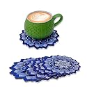 Coaster Set of 4 Beautiful Diwali Festive Tea Coasters with Stand Designer Quality for Tea Cups, Coffee Mugs and Glasses for Festivals, Gifting (Diwali)