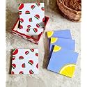 Tea Coasters Set of 6, Beautiful Design with Stand for Tea Cups, Coffee Mugs, and Glasses, Ideal for Gifting (Fruit Salad)